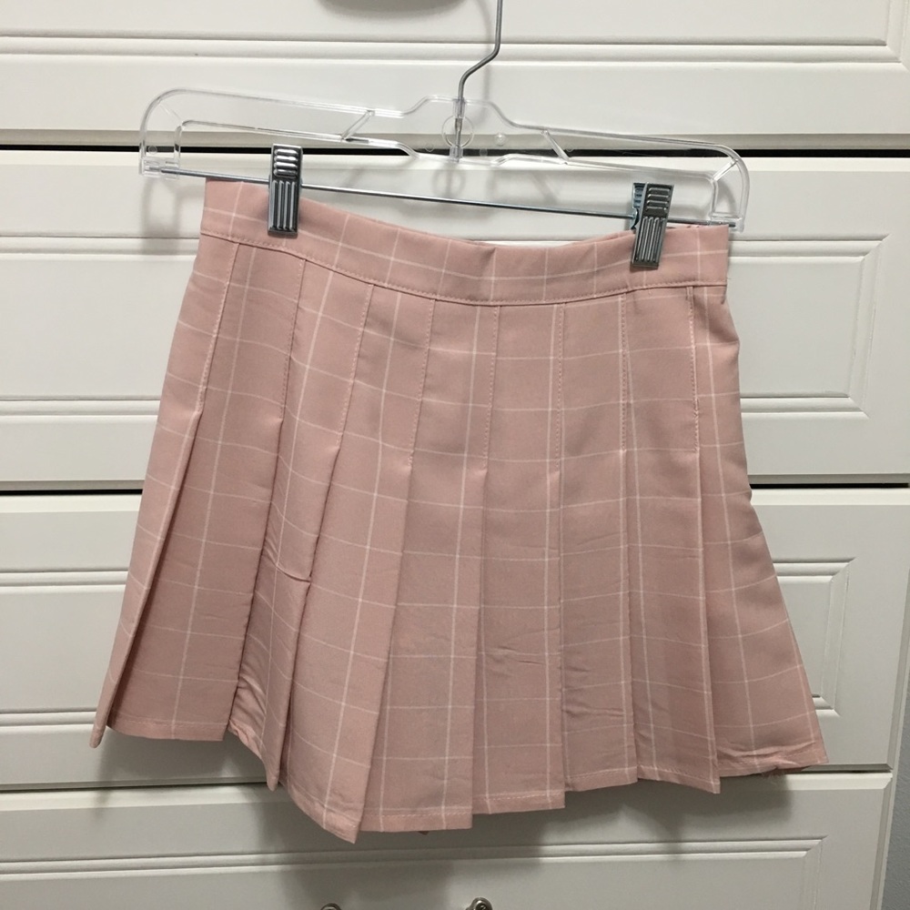 Pink Grid Tennis Skirt